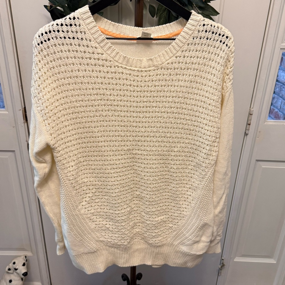 Stylus Minimalist Neutral Cream Open Knit Sweater L